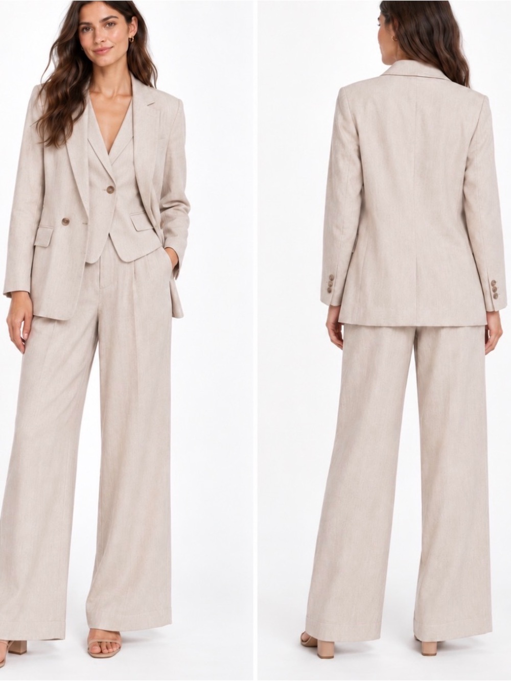 ASOS Design Beige Wide Leg Pleated Trousers Pants US 6